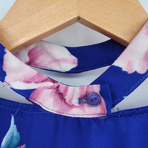 Soprano‎ Women's Floral Choker Neck Shift Dress Blue Size Medium - Picture 8 of 10